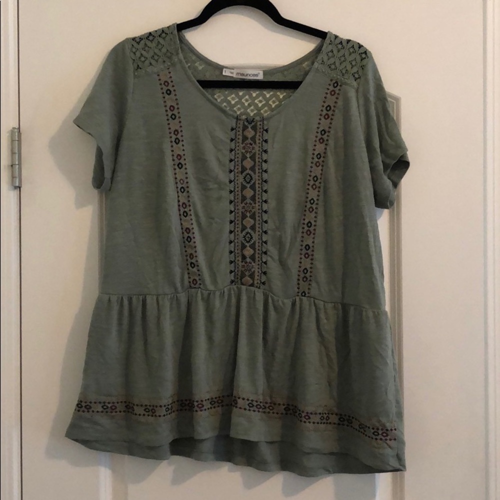 Cute Green Embroidered Blouse